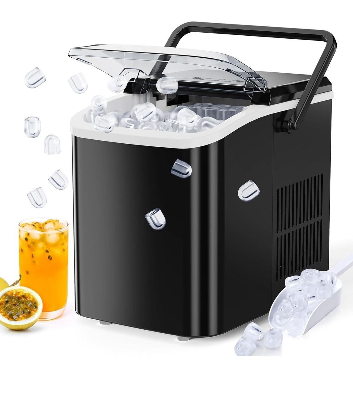 Countertop Ice Maker Machine, Portable Self-Cleaning Ice Machine with ...