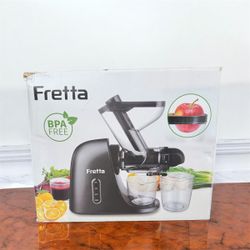Fretta Juicer Machines, 3'' Wide Feed Chute Cold Press Juicer