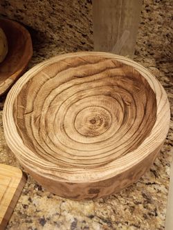 Round Wooden Serving Bowl