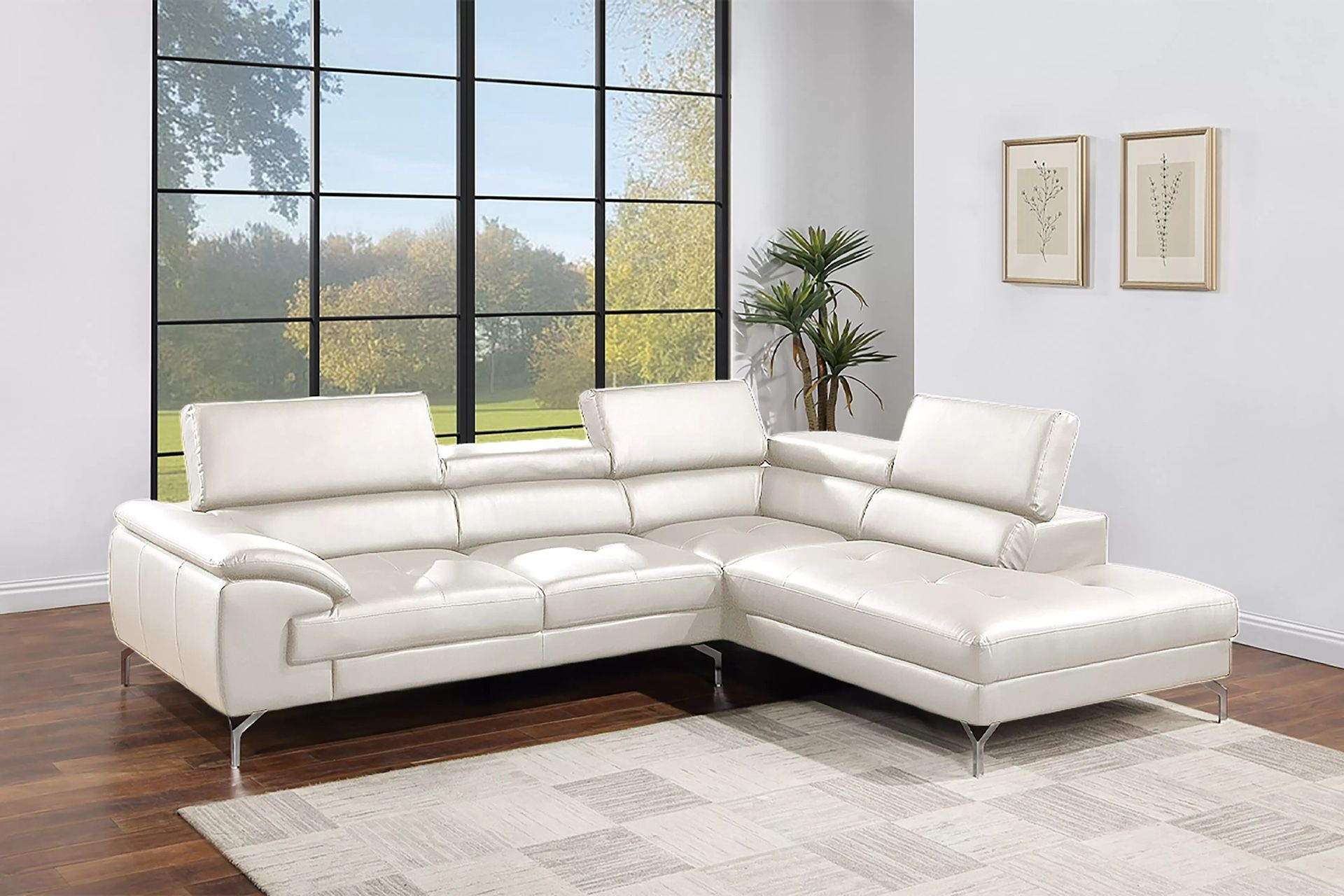 White Faux Leather Sectional Sofa