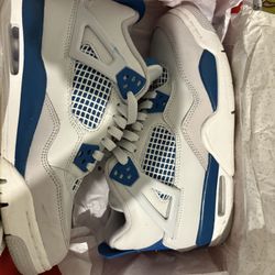 Air Jordan Retro 4 Off White/ Neutral Grey/ Military Blue