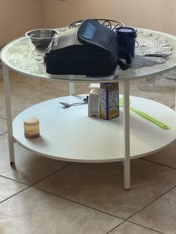 Round Two-Tier Coffee Table White Metal