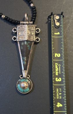 Vintage Tuareg Silver Engraved Necklace Pendant Ethnic Tribal Jewelry
