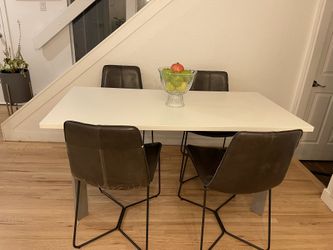 60”L 30”D 30”H Dinning Table White Top, Chrome Metal Legs (table Only No Chairs Included)