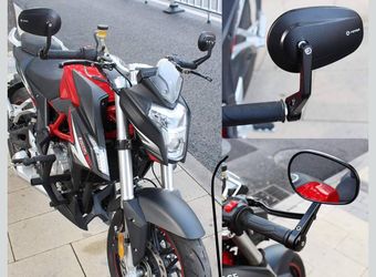 Motorcycle Bar End Mirror, Black Aluminum