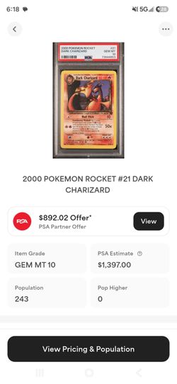2000 Pokemon Rocket Dark Charizard #21 PSA 10