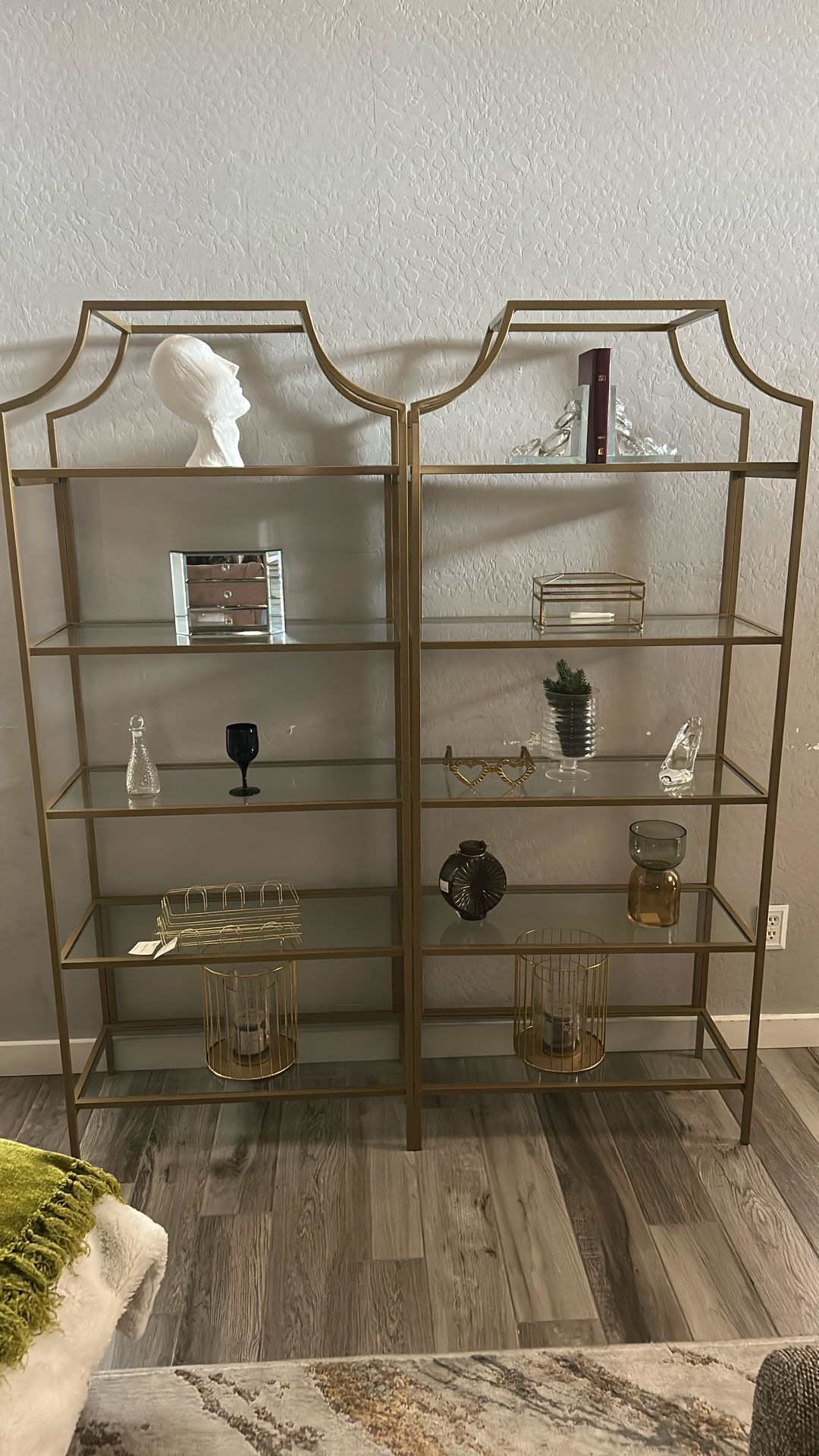 Gold Bookshelves