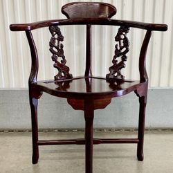 Antique 1900’s Asian rosewood carved corner chair