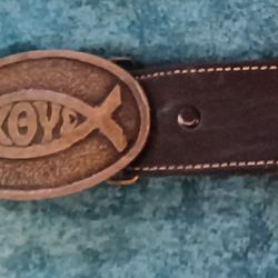 Fish Christian Faith  men's Leather Belt
