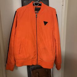 Guess orange bomber jacket
