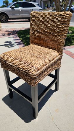 4 Counter Height Wicker Bar Stools – 24" Seat Height