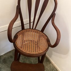 Vintage Antique Baby High Chair Solid Wood 