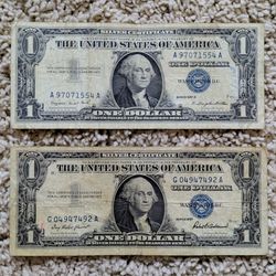 Vintage 1957 blue seal note $1 silver certificate paper bill American currency old money