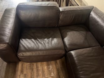 Dark Brown Leather Loveseat Sofa