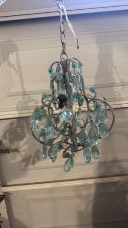 Aqua Crystal Beaded Mini Chandelier