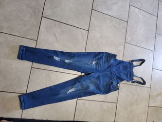 Band New womans overall jeans ripped style size large
