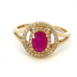 Woman’s Ladies 14k Yellow Gold Ruby Ring With Diamond Accents Size 7 GP3105751