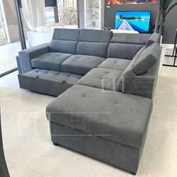 Grey Modern Sofa Sectional Sleeper With Storage 🔥buy Now Pay Later 