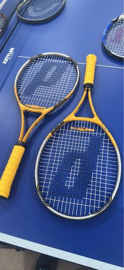 Prince Force 3 Tennis Rackets matching pair.  One bigger grip.  One smaller.  Couples tennis anyone?