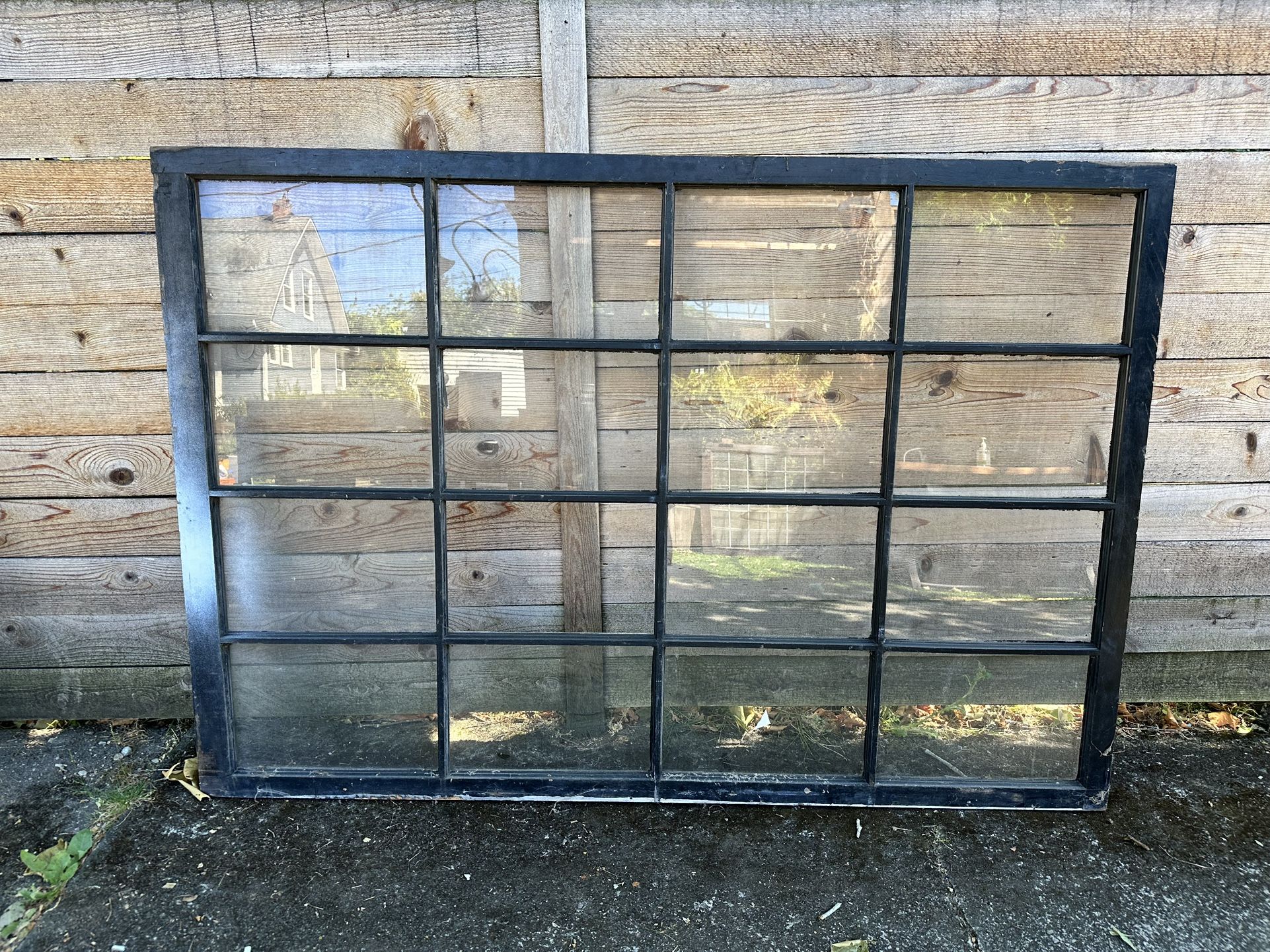 Large Industrial Style Wooden Antique Window