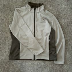 John Deere Dri Duck Women’s Large Lightweight Jacket Full Zip Tan