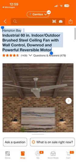 Hampton Bay Industrial 60 in. Indoor/Outdoor Brushed Steel Ceiling Fan with Wall Control, Downrod and Powerful Reversible Motor