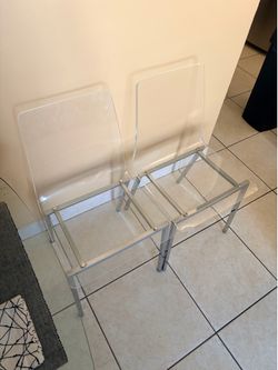2 Stella Clear Acrylic Side Chair Set of Two Acrylic Chrome Steel SALE