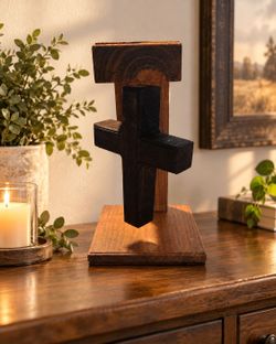 Handmade Floating Wooden Cross – Magnetic Christian Home Decor