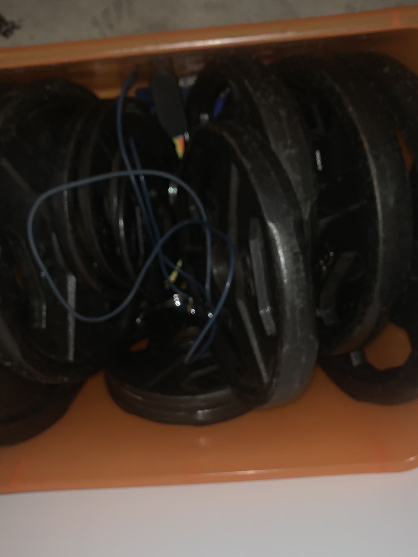 Weight Set Plates With Olympic Bar And Curl Bar! Two Dumbbells And Bench