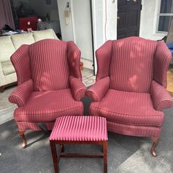 Matching Armchairs With Foot Stool 