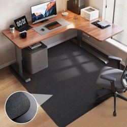 Office Chair Mat for Hardwood Floor: 53"x45" Large Black Rolling Chair Mat for Hard Wood and Tile Floor, Anti-Slip Heavy Duty Floor Protector Mat Unde