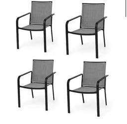 Anmutig Stackable Metal Patio Outdoor Dining Chair-Gray 4-Chairs
