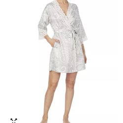Women’s Ralph Lauren Printed Wrap Robe With Lace Trim