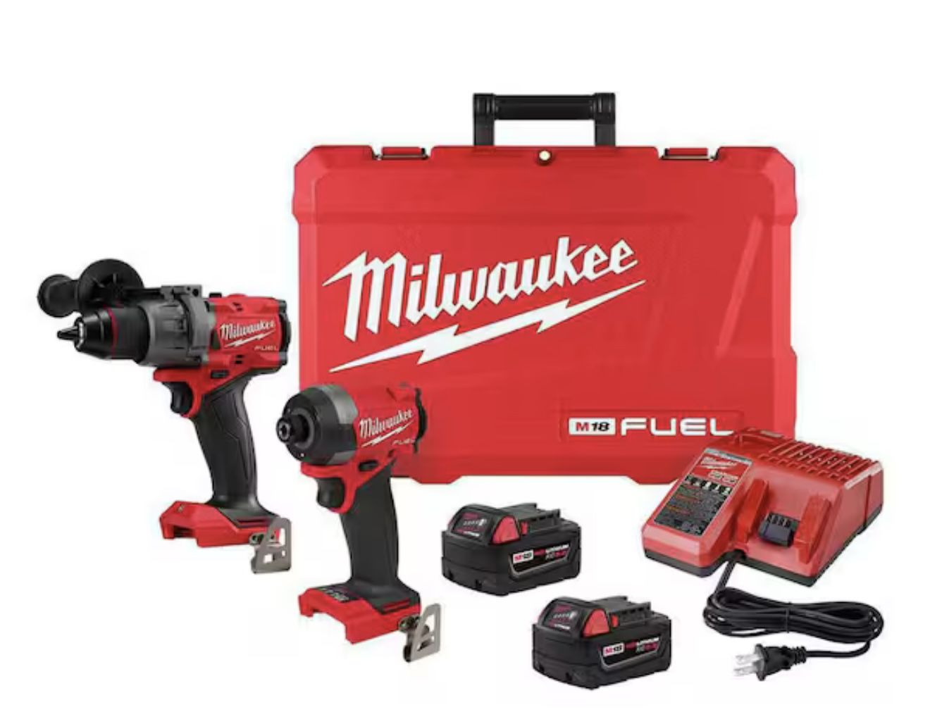 Milwaukee M18 FUEL 18V Lithium-Ion Brushless Cordless Hammer Drill and Impact Driver Combo Kit (2-Tool) with 2 Batteries