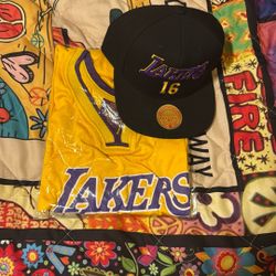 Lakers Pau Gasol Retirement Hat And Jersey 