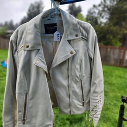 Guess White Leather Jacket
