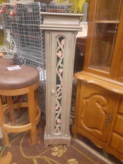 Green Rustic Narrow Tall Wood Cabinet 