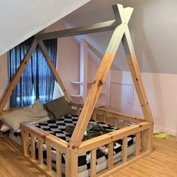 Montessori Wooden Tipi Bed ( Real Wood) 