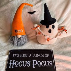 Halloween Decor Set, Gnome, Ghost, Sign