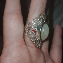 Large Silver .925 Moonstone Ring