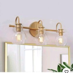 ✨️ $ 65 W396LNC Robb Modern 3-Light Gold Bathroom Vanity Light Interior Powder Room Lighting with Clear Globe ShadesWhsg2