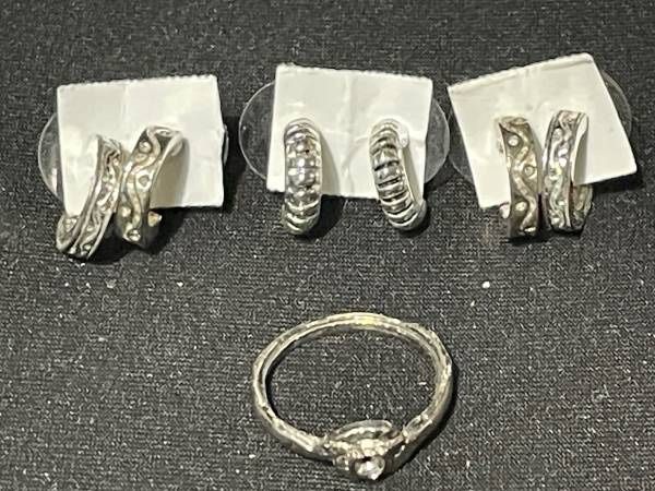 Silver Tone Ring and Earrings
