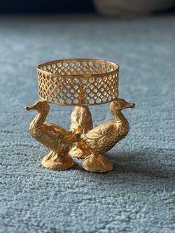 vintage duck gold-toned metal egg stand