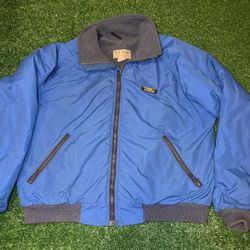 VINTAGE L.L. Bean Jacket Mens Large Blue Fleece Lined Pockets Bomber Coat*