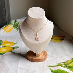 Kawaii Cherry Blossom Necklace, Japanese Necklace, Cherry Blossom Pearl Necklace