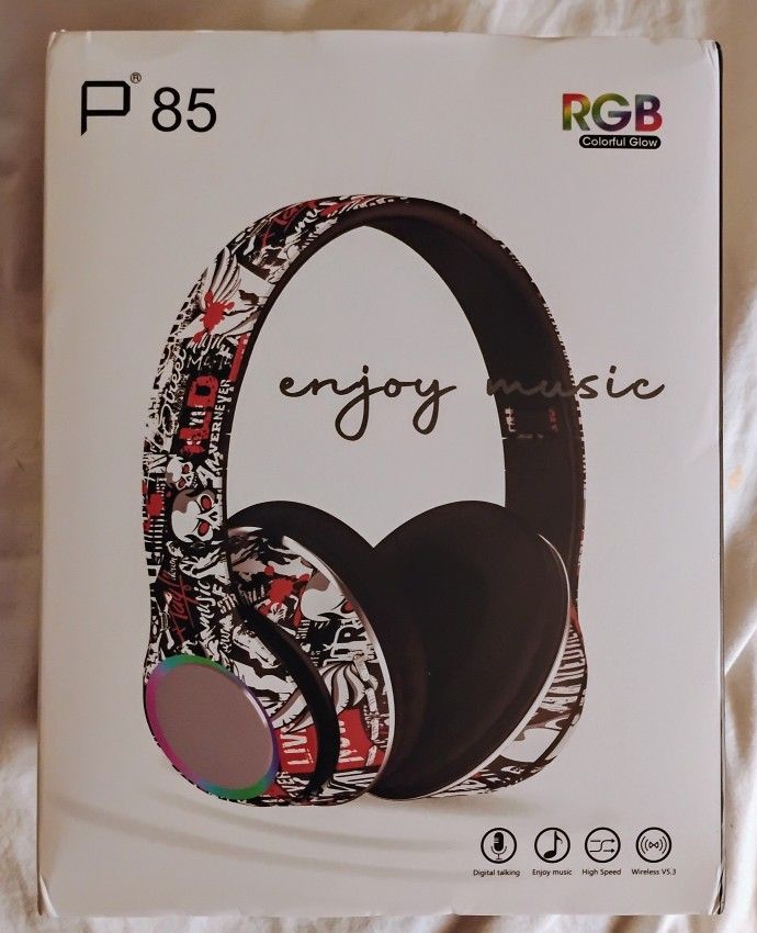Wireless On-Ear Headphones with Sound Isolation, Graffiti Design