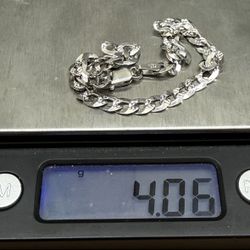 Flat CURB Diamond Cut LINK CHAIN BRACELET STERLING SILVER 925 ITALY 4.7mm 7.5”