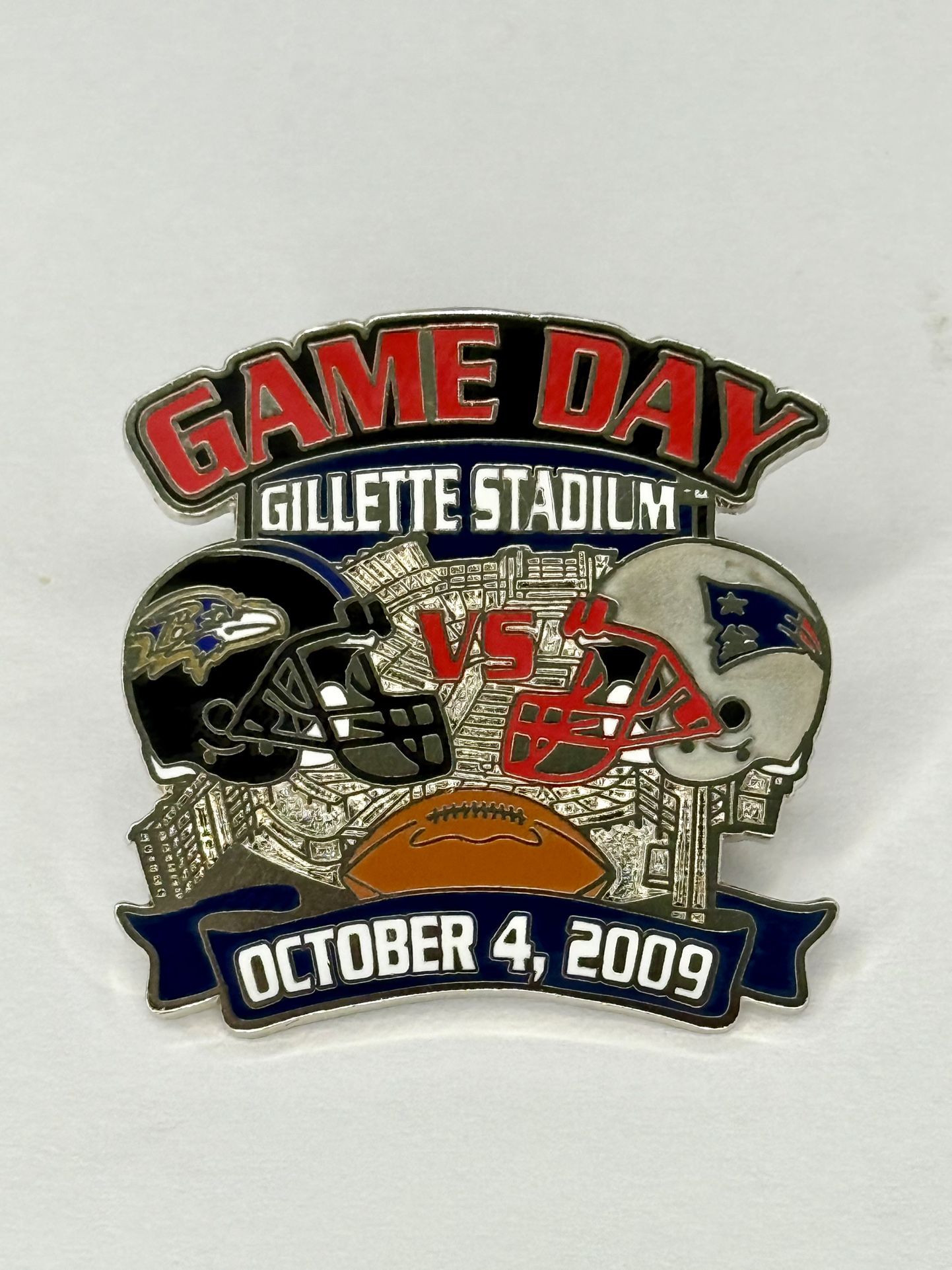 RARE New England Patriots vs Baltimore Ravens 2009 Game Day Pin Gillette Stadium