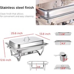 3Pack Catering Stainless Steel Chafer Chafing Dish Sets 8qt Buffet Pans 8holder