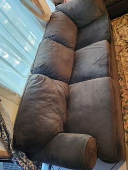 Plush 3 seat brown couch (MOVING OUT sale Must Go Soon)